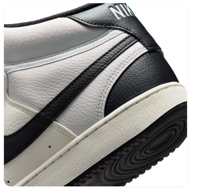 Nike White and Light Grey High-Top Sneakers with Black Swoosh