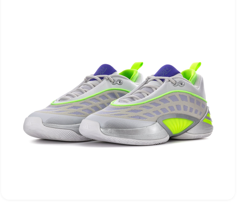 Adidas Grey and Silver Sneakers with Neon Green and Purple Accents