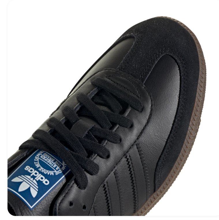Adidas Samba Black Sneakers with Tonal Stripes and Brown Sole