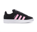 Adidas Campus Black Sneakers with Light Pink Stripes and White Sole