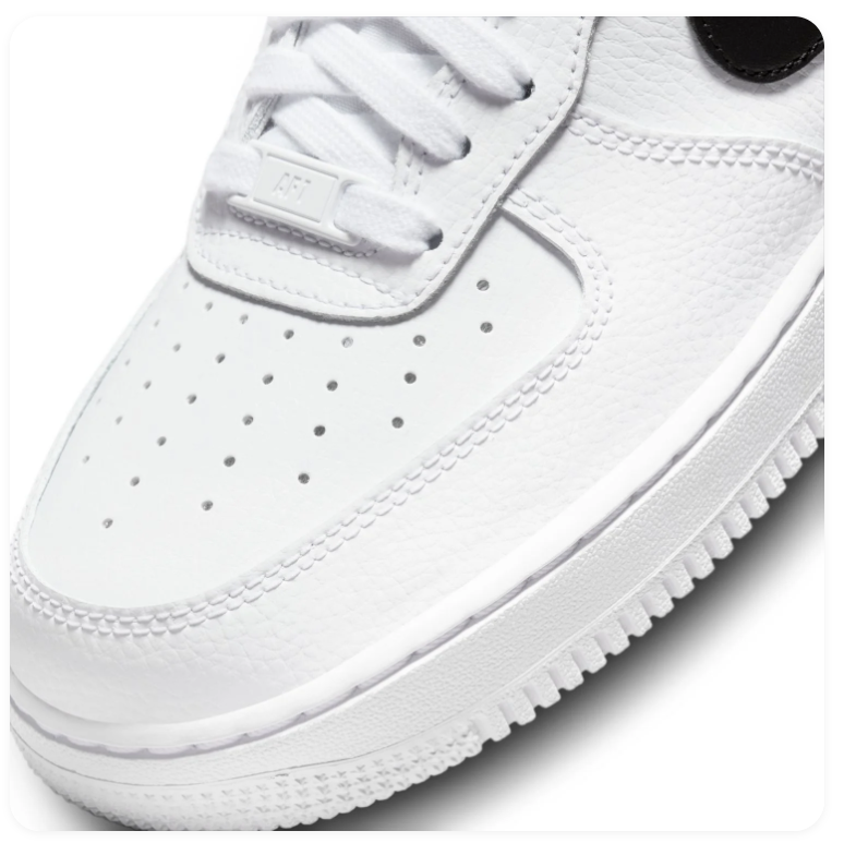 Nike Air Force 1 White Low-Top Sneakers with Black Swoosh