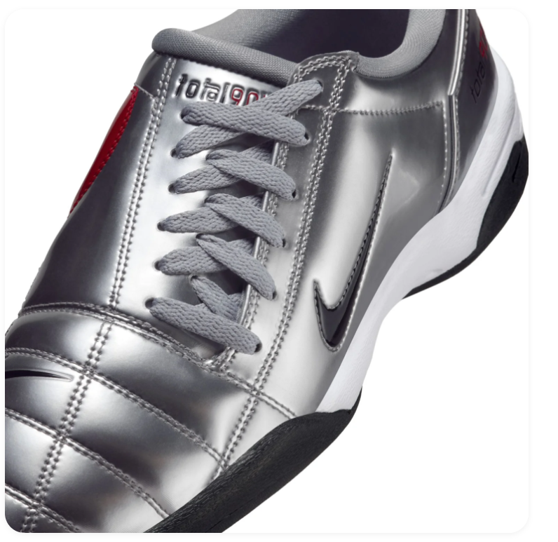 Nike Total 90 III Metallic Silver Sneakers with Red 90 Detail