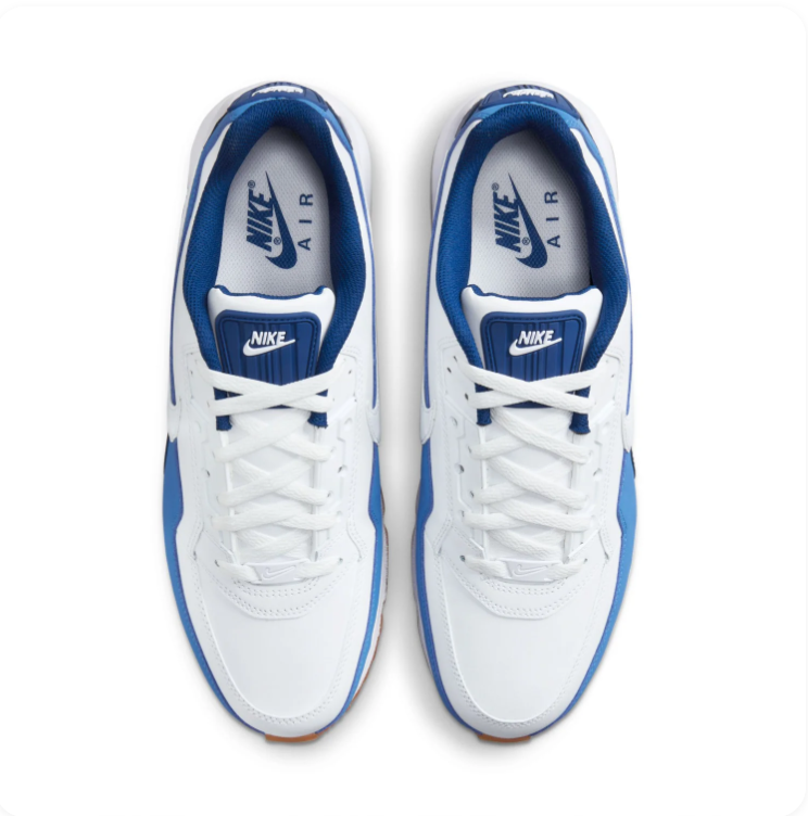 Nike Air Max White and Blue Sneakers with Gum Outsole