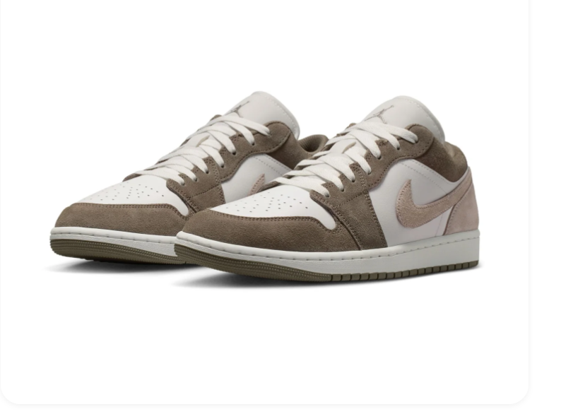 Air Jordan 1 Low Taupe and Cream Sneakers
