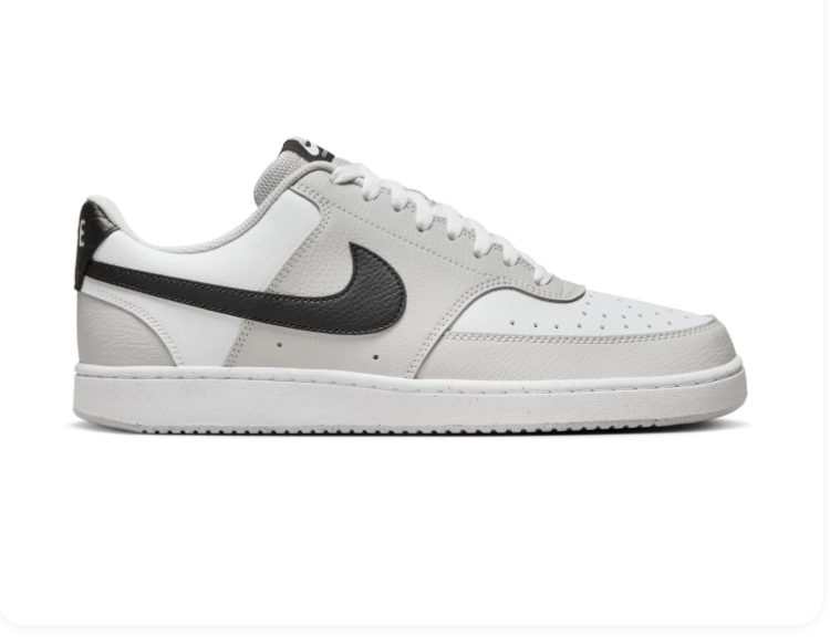 Nike Court Vision White and Light Grey Sneakers with Black Swoosh