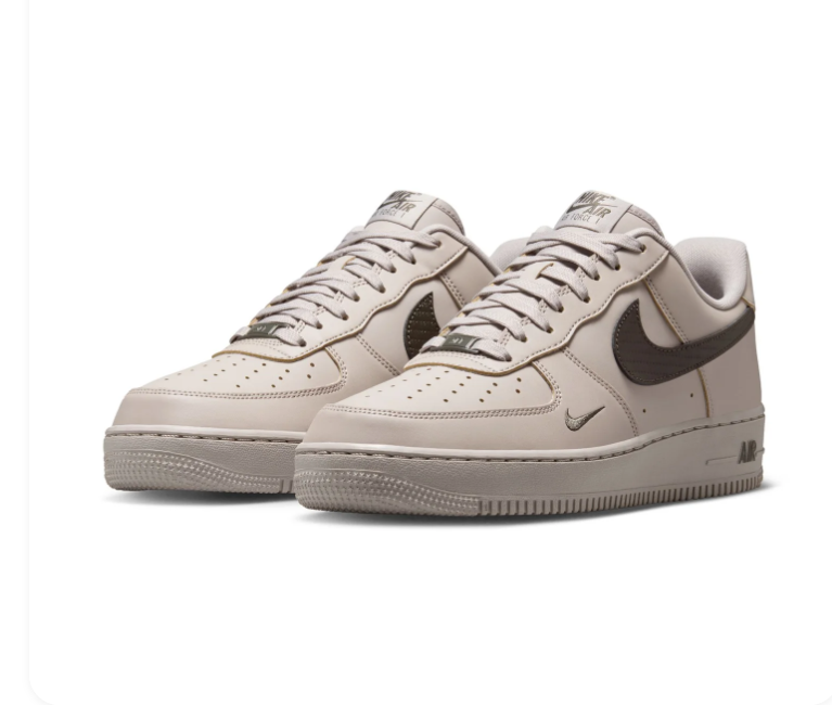 Nike Air Force 1 Light Taupe Sneakers with Dark Brown Swoosh