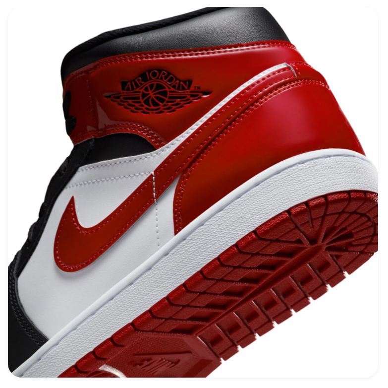 Air Jordan 1 Mid Red, Black and White Sneakers