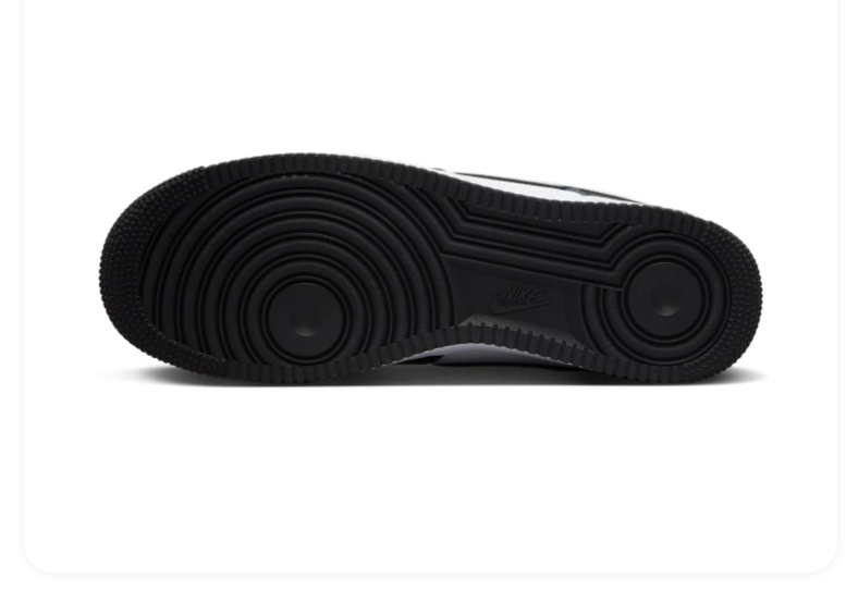 Nike Air Force 1 Black and White Sneakers with Silver Swoosh