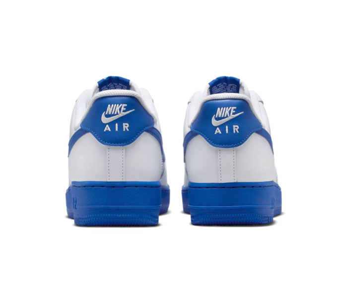 Nike Air Force 1 White Sneakers with Royal Blue Swoosh and Sole