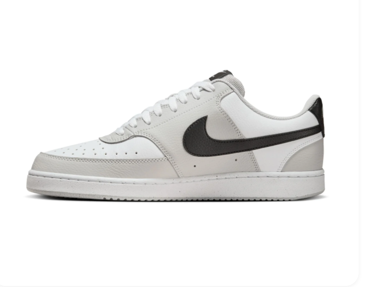 Nike Court Vision White and Light Grey Sneakers with Black Swoosh