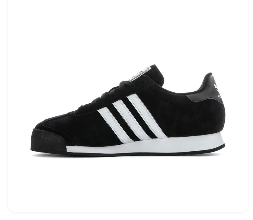 Adidas Samoa Black Sneakers with White Stripes and White Midsole