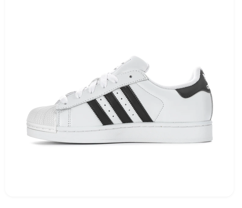 Adidas Superstar White Sneakers with Black Stripes and Shell Toe