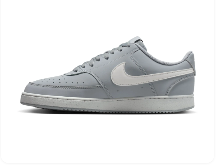Nike Court Vision Light Grey Low-Top Sneakers with White Swoosh
