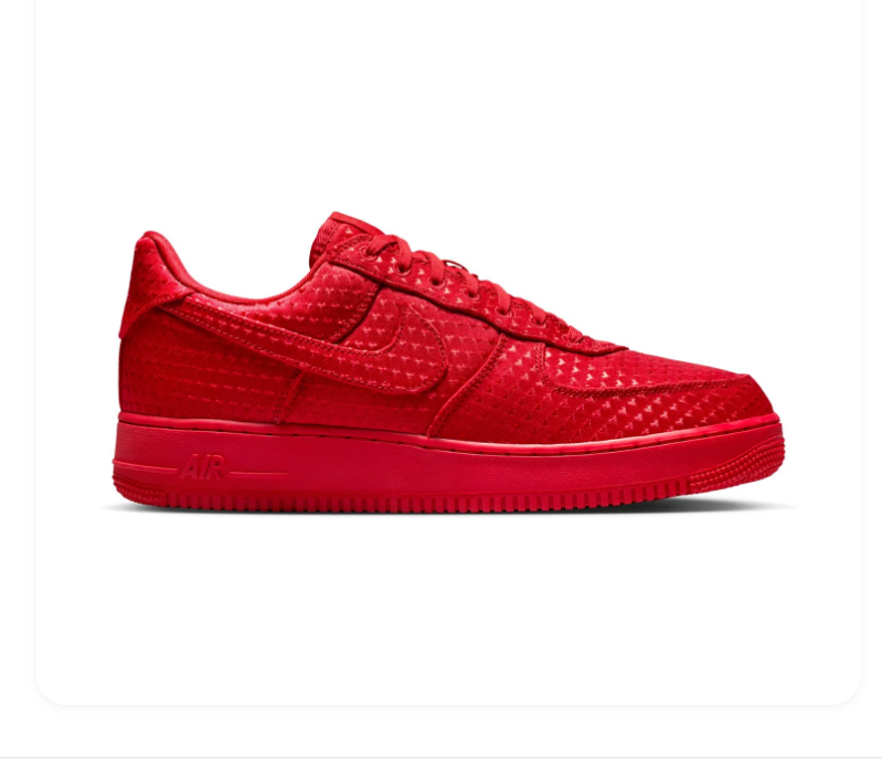 Nike Air Force 1 All-Red Low-Top Sneakers with Textured Upper