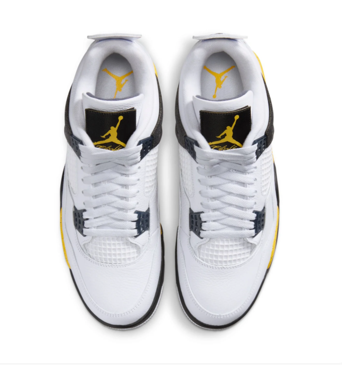 Air Jordan 4 White and Yellow Sneakers with Black Accents