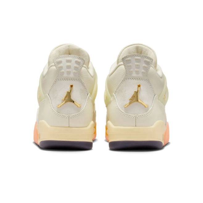 Air Jordan 4 Cream Sneakers with Orange and Peach Accents