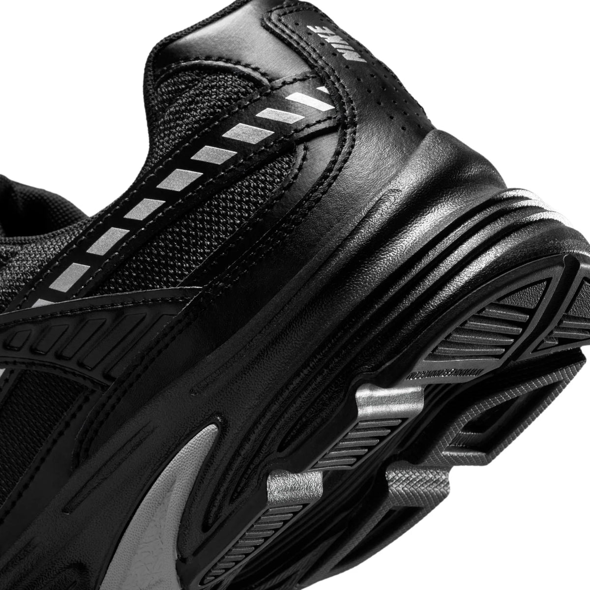 Nike Initiator Black Mesh Sneakers with Metallic Silver Accents