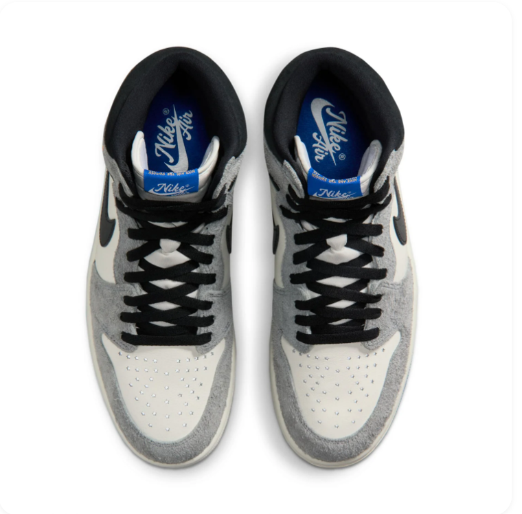 Air Jordan 1 High Grey and Sail Sneakers with Icy Blue Sole