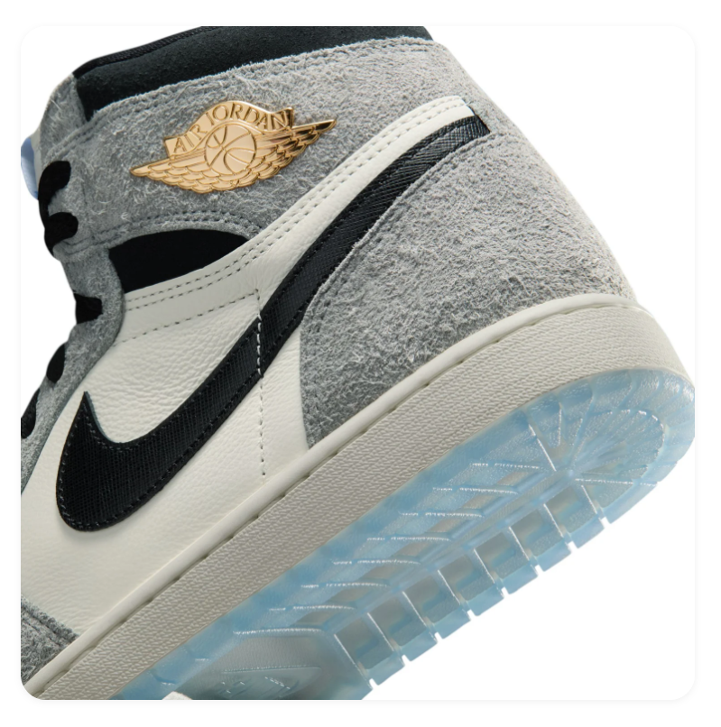 Air Jordan 1 High Grey and Sail Sneakers with Icy Blue Sole