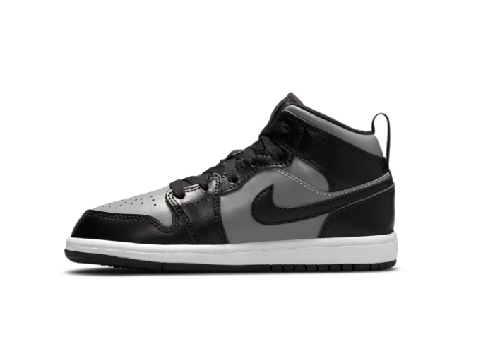 Air Jordan 1 Mid Black and Grey Sneakers with Red Accents