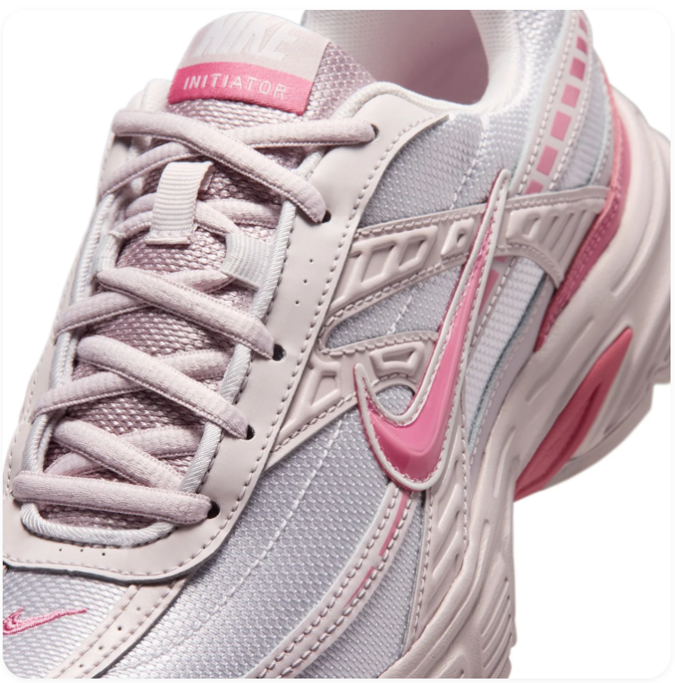 Nike Initiator White and Blush Pink Sneakers with Bright Pink Accents