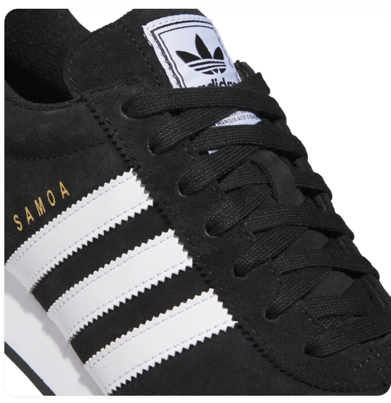 Adidas Samoa Black Sneakers with White Stripes and White Midsole