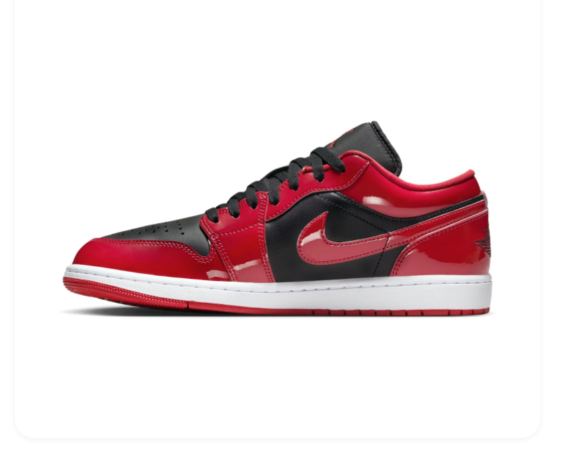 Air Jordan 1 Low Glossy Red and Black Sneakers