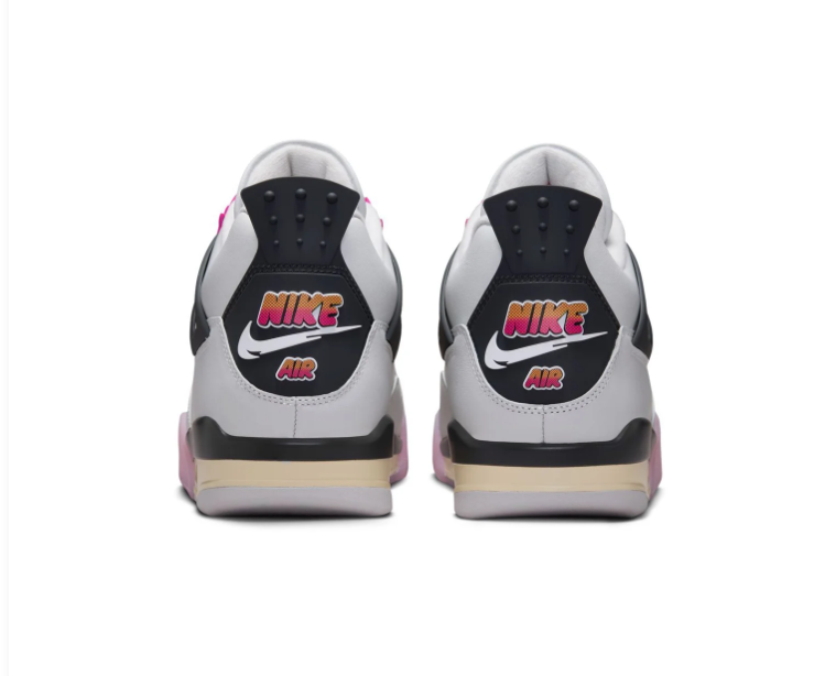 Air Jordan 4 White Sneakers with Pink Gradient Accents
