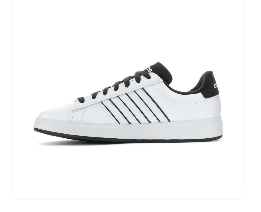 Adidas White Low-Top Sneakers with Black Outlined Stripes and Black Laces