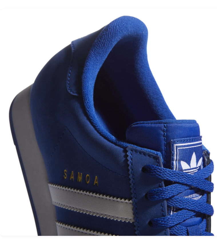 Adidas Samoa Royal Blue Sneakers with White Stripes and White Midsole