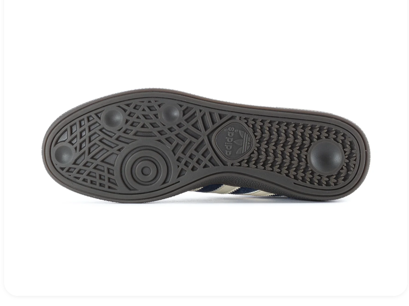 Adidas Handball Spezial Navy Sneakers with Cream Stripes and Dark Grey Sole