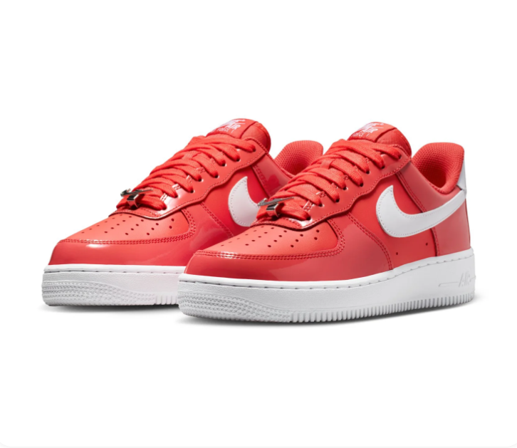 Nike Air Force 1 Red Low-Top Sneakers with White Swoosh