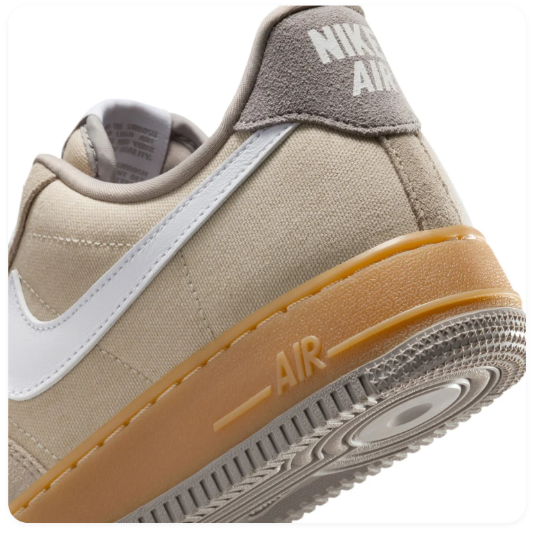 Nike Air Force 1 Beige Sneakers with White Swoosh and Golden Tan Midsole