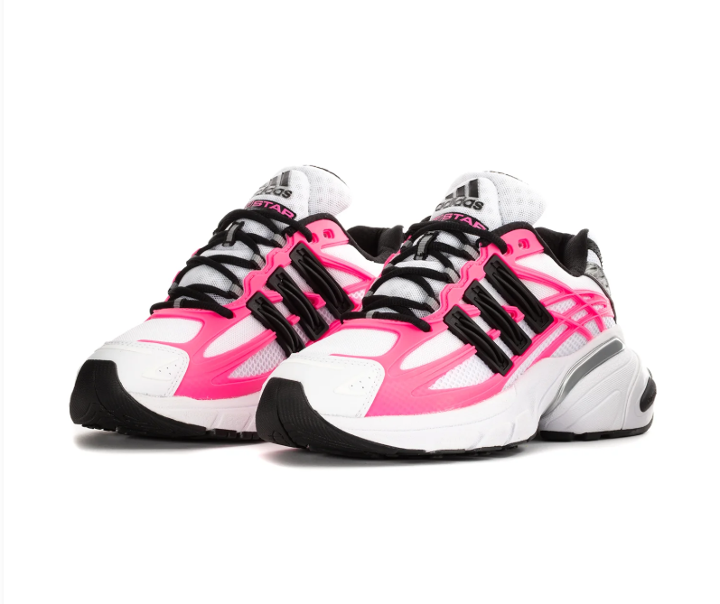 Adidas Adistar White and Hot Pink Sneakers with Black Stripes