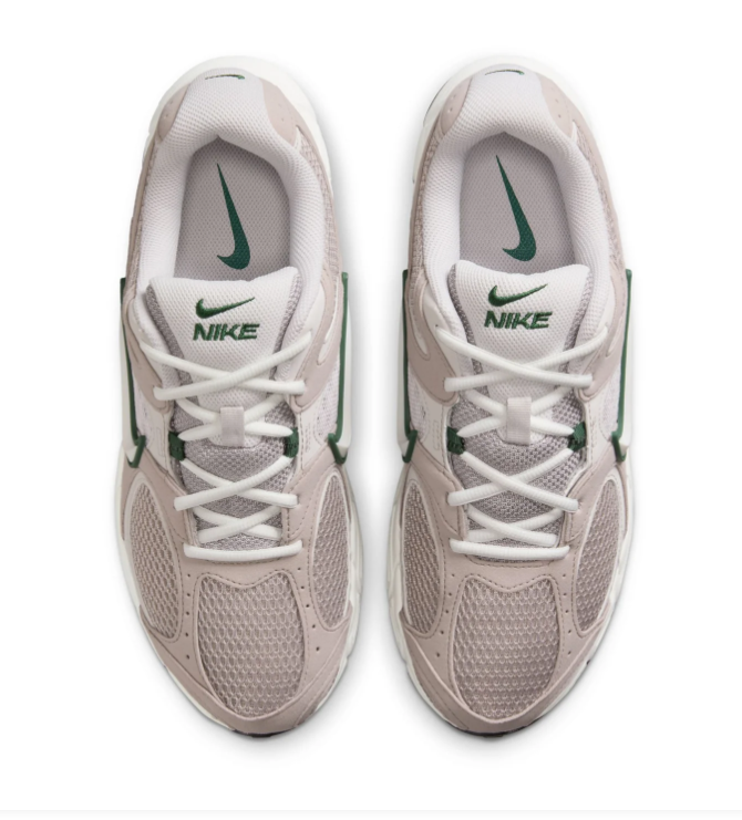 Nike Light Taupe Mesh Sneakers with Green Accents
