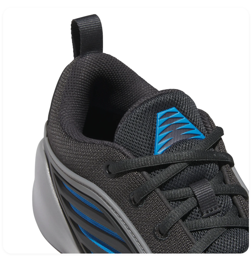 Adidas Black and Grey Sneakers with Bright Blue Side Accents