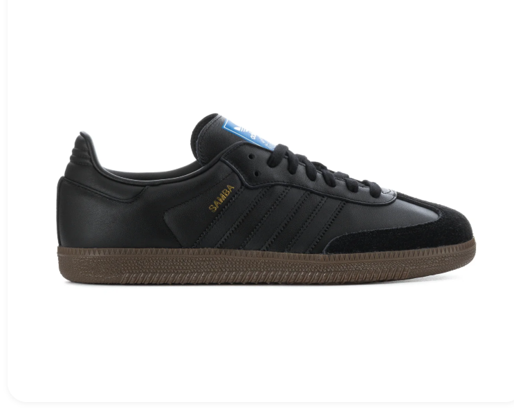 Adidas Samba Black Sneakers with Tonal Stripes and Brown Sole