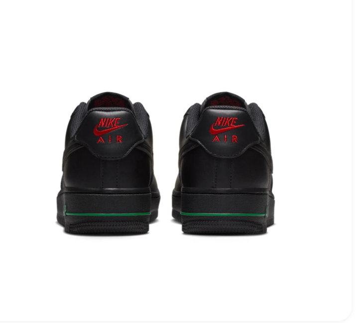 Nike Air Force 1 Black Low-Top Sneakers with Red Rose Detail