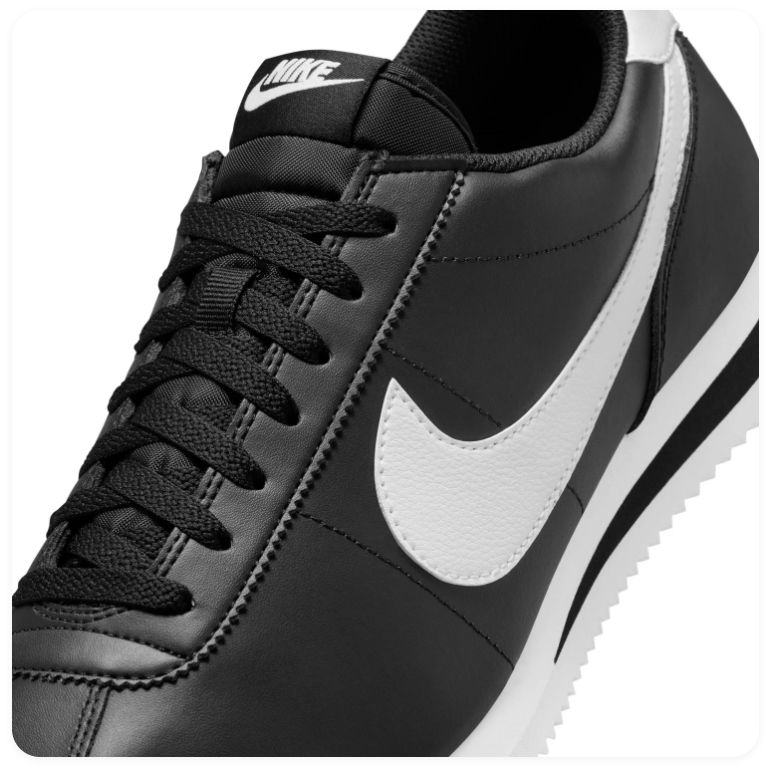 Nike Cortez Black Low-Top Sneakers with White Swoosh