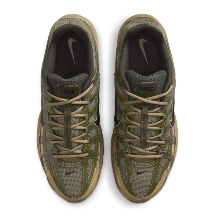 Nike Olive Green and Khaki Mesh Sneakers with Black Swoosh