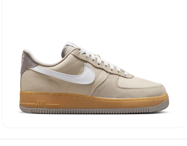 Nike Air Force 1 Beige Sneakers with White Swoosh and Golden Tan Midsole
