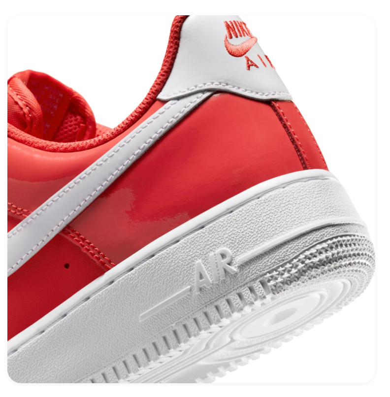 Nike Air Force 1 Red Low-Top Sneakers with White Swoosh
