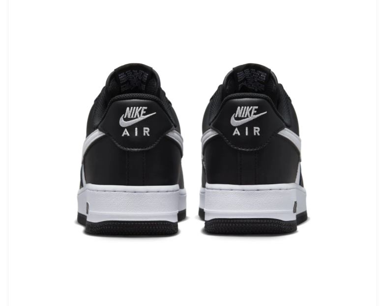 Nike Air Force 1 Black and White Sneakers with Silver Swoosh