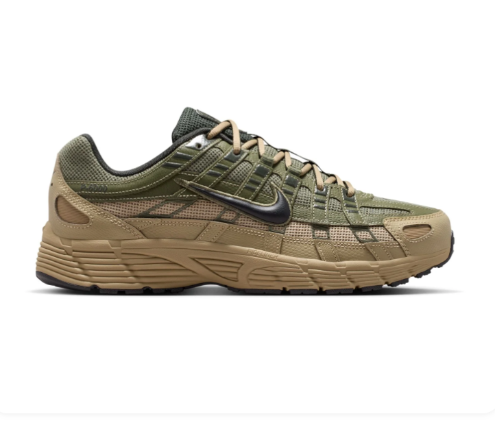 Nike Olive Green and Khaki Mesh Sneakers with Black Swoosh