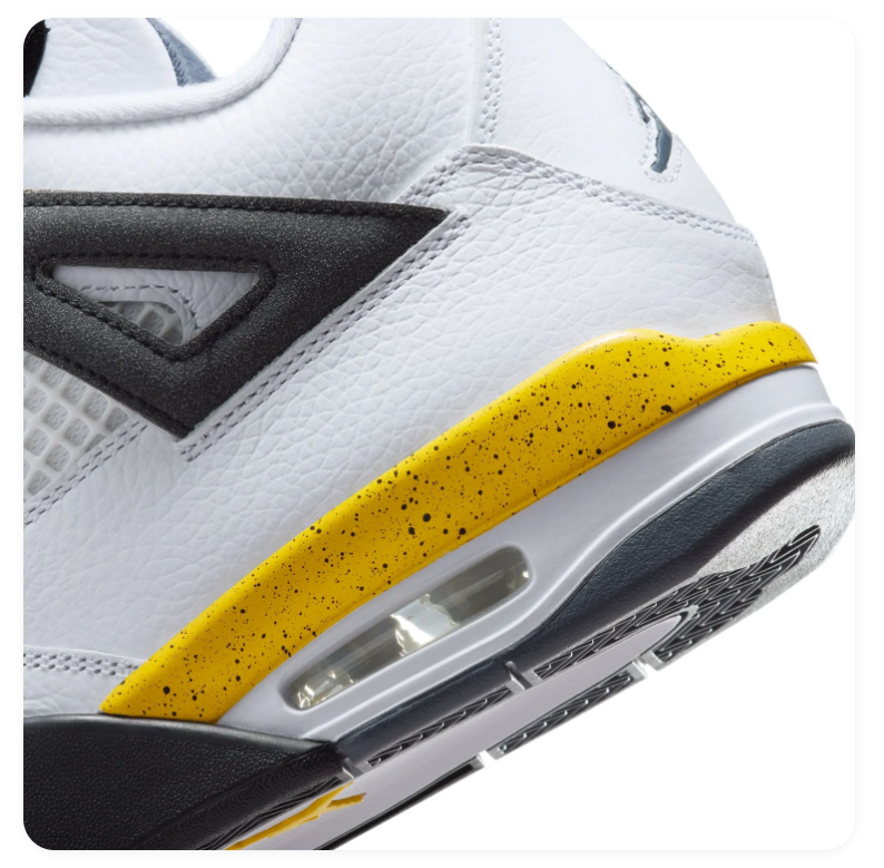 Air Jordan 4 White and Yellow Sneakers with Black Accents