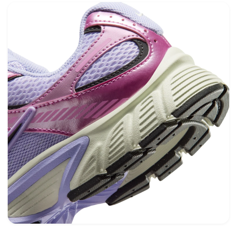 Nike Lilac Mesh Sneakers with Metallic Pink Overlays and Black Swoosh