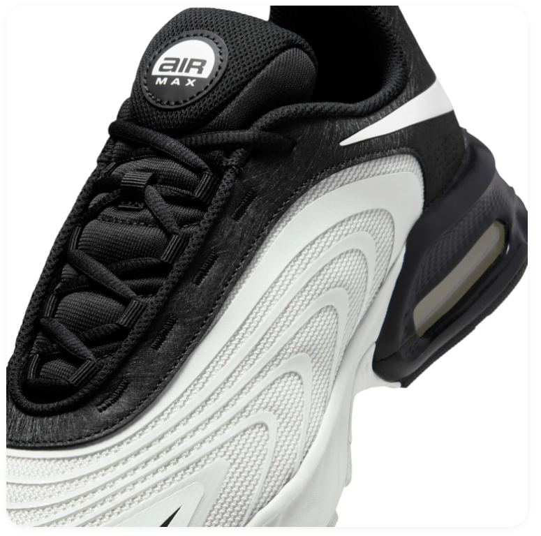 Nike Air Max White and Black Sneakers with Wave-Pattern Upper