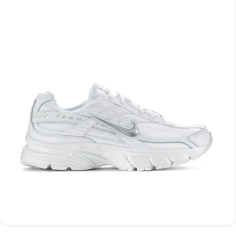 Nike White Mesh Sneakers with Metallic Silver Swoosh