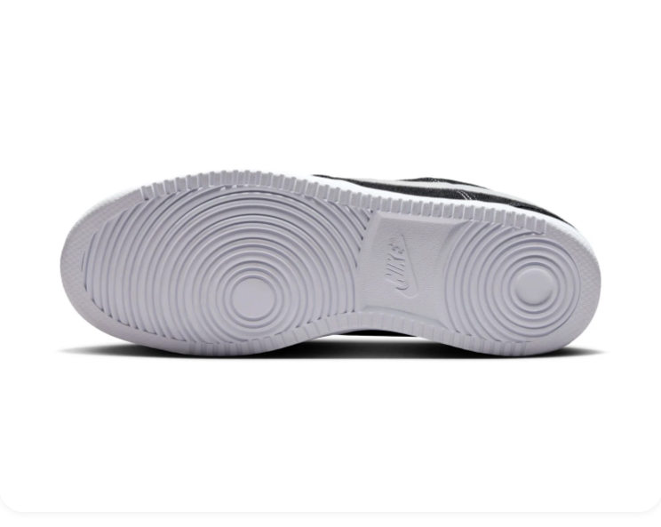 Nike Court Vision Black Sneakers with White Swoosh and Contrast Stitching