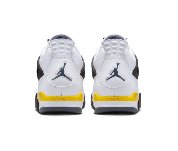 Air Jordan 4 White and Yellow Sneakers with Black Accents